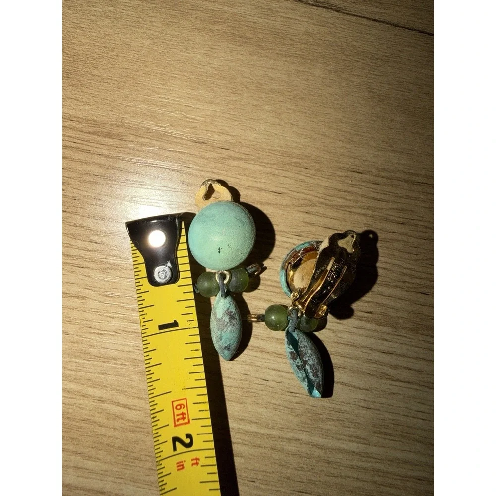 Amy Jo Design Statement Earrings Faux Turquoise Vintage Clip On